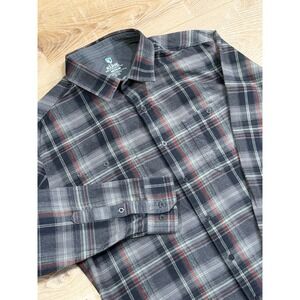 KUHL Mens Gray Plaid Button Up Flannel Long Sleeve Shirt Style 7202 Size Medium